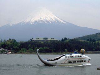 在河口湖和富士山相遇